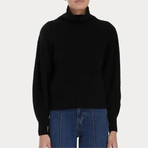 Zimmermann Lyrical Brushed Wool Cashmere Sweater Black 8 NWT Quiet Luxury Chic